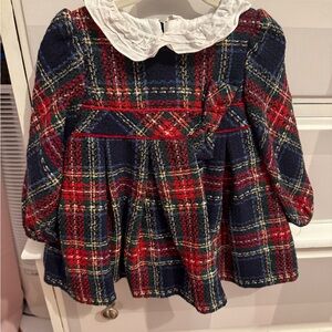 Mayoral Red and Blue Plaid Blouse with White Collar